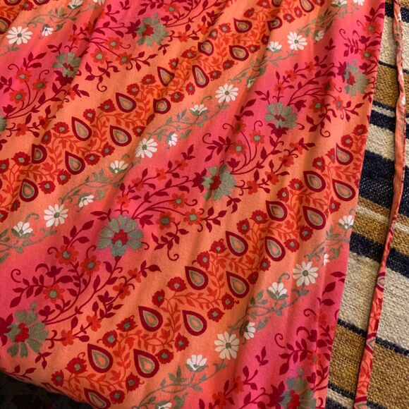 No Boundaries Maxi Dress Orange Y2K 90s Flowy Floral Spaghetti Strap Beach Cover - Picture 2 of 7